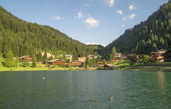 Chatel Francia Luglio 2015 Paesaggio Campagna Nelle Alpi Francesi Serata — Foto Stock