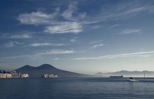 Manhã Nebulosa Sobre Mar Mediterrâneo Porto Nápoles — Fotografia de Stock