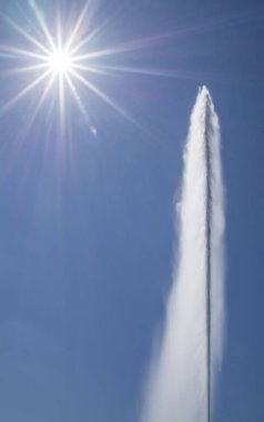 Famous Jet d'Eau - water fountain on Geneva Lake in Geneva ,Switzerland clipart