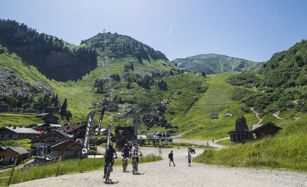 Summer Landscape French Alps Indicators Valley Abondance Region Touristic Portes — Stock Photo, Image