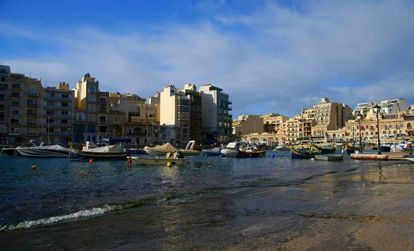 Isla Malta Europa Noviembre 2014 Hermosa Mañana Otoño Bahía Spinola — Foto de Stock