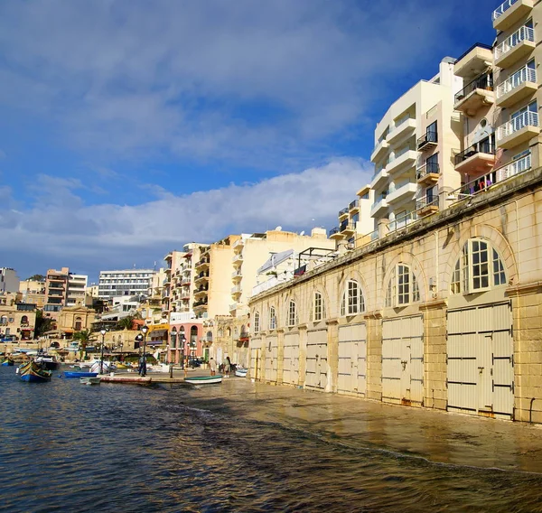 Eiland Malta Europa November 2014 Mooie Herfst Ochtend Spinola Bay — Stockfoto