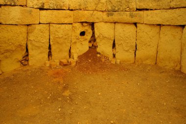 Malta Adası ,Avrupa - 11 Kasım 2014 . Hagar Qim - M.Ö. 3600-3200 yılları arasında Uzanan Malta Akdeniz Adası'nda bulunan megalitik tapınak kompleksi, Unesco Miras Alanı dahil.