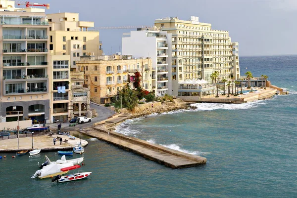 San Ġiljan Eiland Malta November 2014 Mooie Ochtend Spinola Bay — Stockfoto