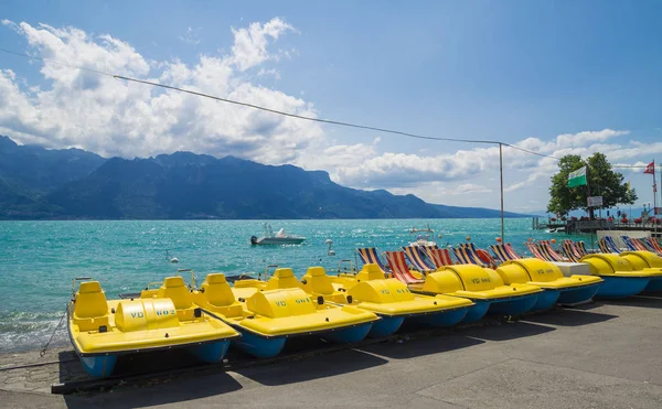 Vevey Switzerland Julho 2015 Dia Dramático Verão Vevey Cidade Costa — Fotografia de Stock