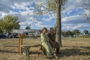 Köstence, Romanya - 13 Ağustos 2016. Antik Festivali Danais ilk baskısı - Tomis Arena, romalılar ve Dacians alışkanlıkları, yaşam tarzı ve mücadele taktikleri mevcut.