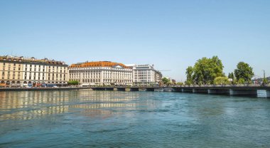 Cenevre, İsviçre - 9 Temmuz 2015. Cenevre Manzarası , İsviçre. 