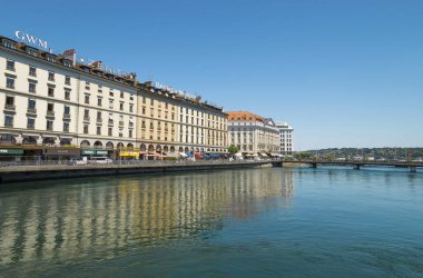 Cenevre, İsviçre - 9 Temmuz 2015. Cenevre Manzarası , İsviçre. 