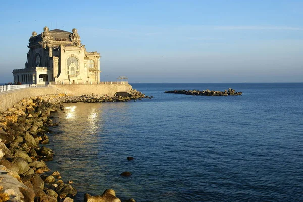 Strandpromenade Schwarzen Meer Konstanta Stadt Rumänien Mit Casino Gebäude Altes — Stockfoto