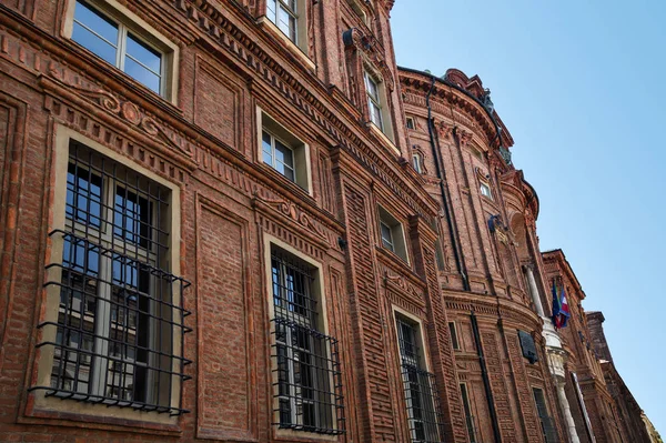 Détail Palazzo Carignano Bâtiment Historique Style Baroque Dans Centre Turin — Photo