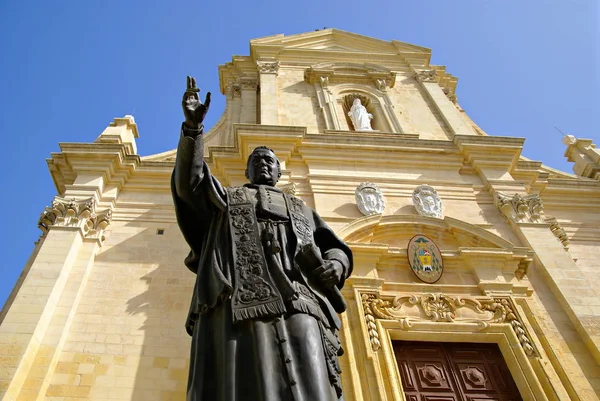 Vitória Ilha Gozo Ilhas Maltese Novembro 2014 Estátua Bronze Papa — Fotografia de Stock