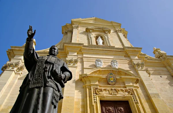 Vitória Ilha Gozo Ilhas Maltese Novembro 2014 Estátua Bronze Papa — Fotografia de Stock