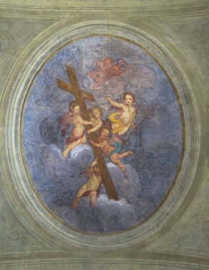 Kilisenin duvarında Hıristiyan resmi