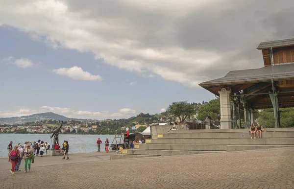 Montreux Suíça Julho 2015 Dia Verão Chuvoso Montreux Cidade Famosa — Fotografia de Stock