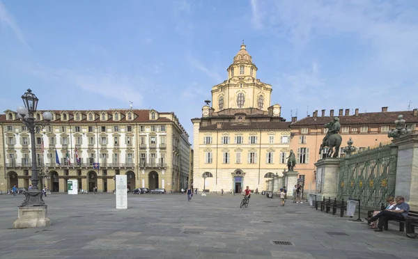 Turin Italy June 2015 Piazza Castello Palazzo Reale Church San — Stock Photo, Image