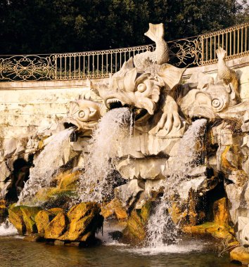 Fontana dei Delfini -Yunuslar Çeşmesi, Caserta Kraliyet Sarayı, İtalya. Unesco Miras Alanı.