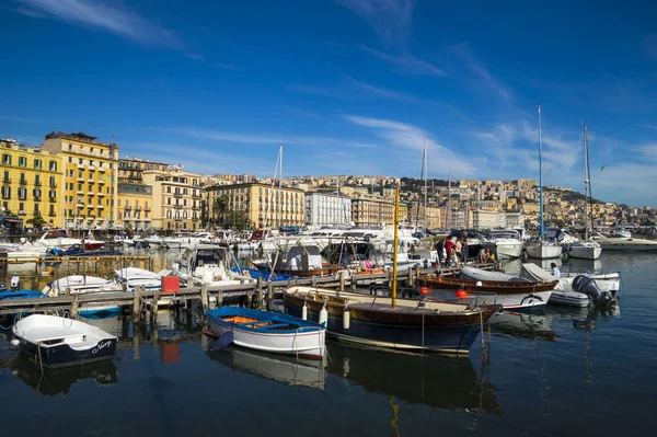 Naples Italia Noviembre 2015 Colorida Vista Ciudad Nápoles Con Barcos — Foto de Stock