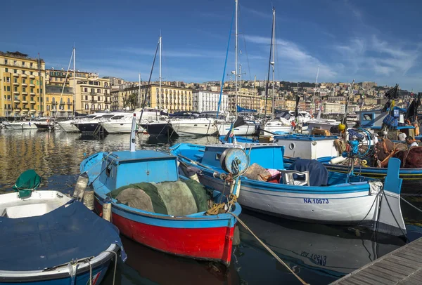 Naples Italia Noviembre 2015 Colorida Vista Ciudad Nápoles Con Barcos — Foto de Stock