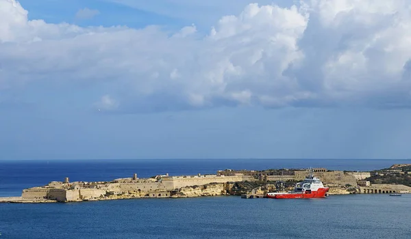 Vieux Port Valette Capitale Île Malte Bord Mer Méditerranéen — Photo