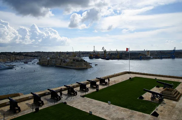 Валлетта Острів Мальта Європа Листопада 2014 Привітання Lascaris Батарея Валлетта — стокове фото