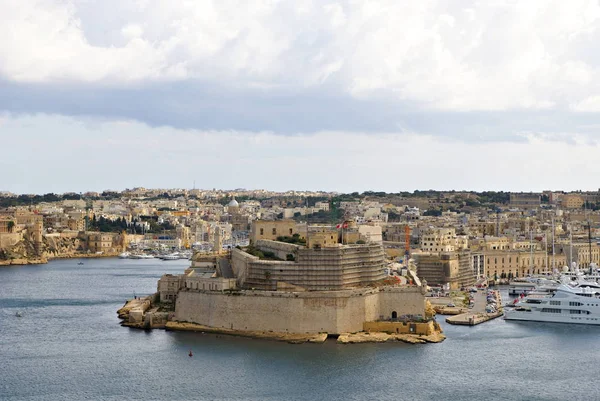 Beautiful Autumn Day Old Harbor Valetta City Capital Island Malta — стоковое фото