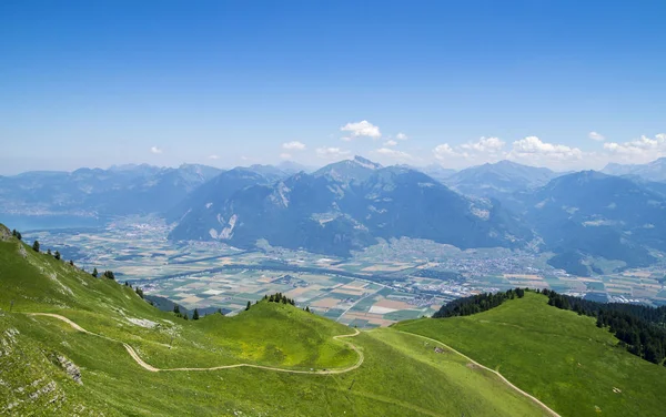 Sommar Landskap Alperna Portes Soleil Frankrike Och Schweiz Tillsammans — Stockfoto