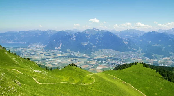Sommar Landskap Alperna Portes Soleil Frankrike Och Schweiz Tillsammans — Stockfoto