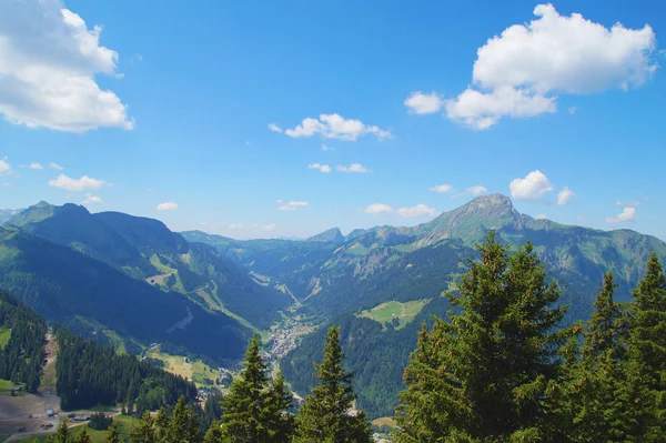 Hermoso Paisaje Verano Con Flores Cielo Azul Los Alpes Franceses — Foto de Stock