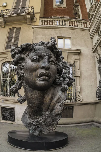 Turyn Włochy Czerwca 2015 Brąz Street Art Hoy Hoy Rzeźba — Zdjęcie stockowe