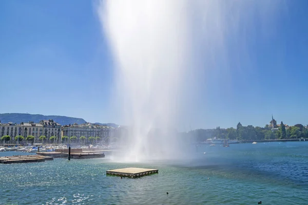 Berühmter Jet Eau Wasserfontäne Genfer See Genf Schweiz — Stockfoto