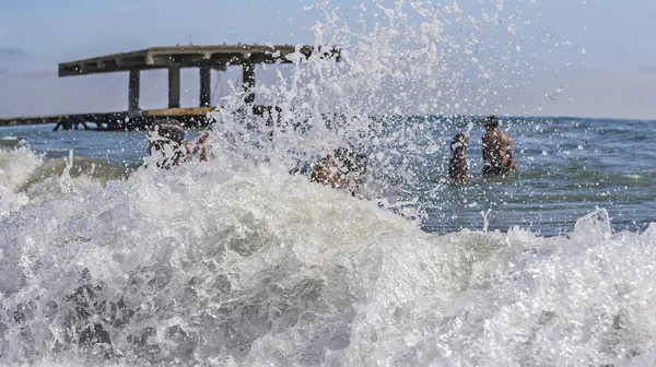 Grandes Ondas Mar Negro Praia Mamaia Roménia — Fotografia de Stock