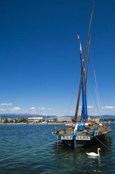 Geneva Suíça Julho 2015 Belo Dia Verão Margem Lago Genebra — Fotografia de Stock