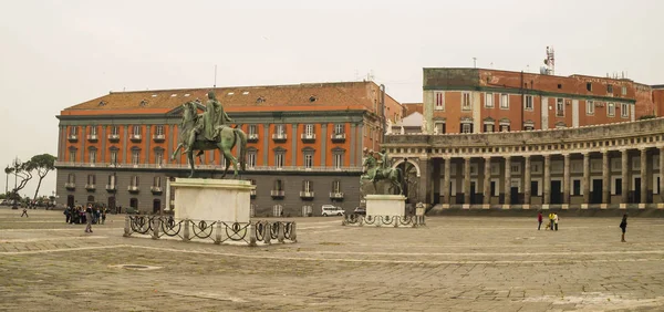 Naples Moment Street View Piazza Del Plebiscito Church San Francesco — Stock Photo, Image