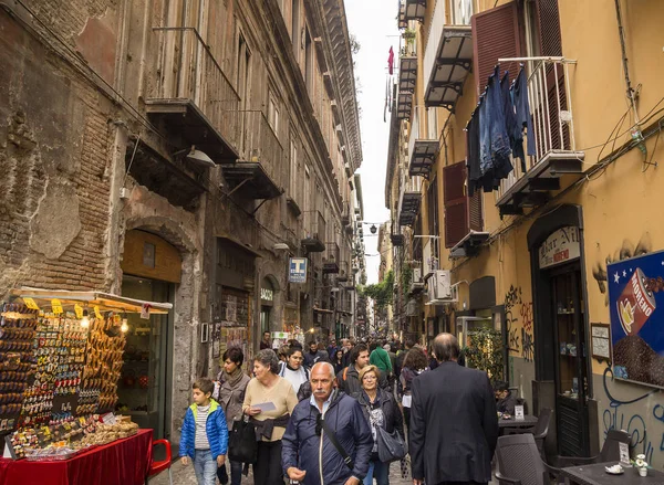 Antigua Calle Estrecha Vico Dei Maiorani Zona Spaccanapoli — Foto de Stock