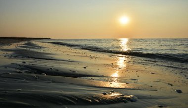 Boş plaj manzarasında gün doğumu 