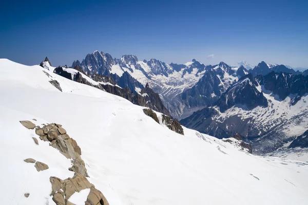 Calm Morning View Aiguille Midi 842 Mountain Mont Blanc Massif — стоковое фото