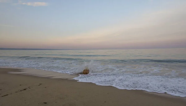 Crepuscolo Sul Mar Nero Sulla Spiaggia Golden Sands Bulgaria — Foto Stock