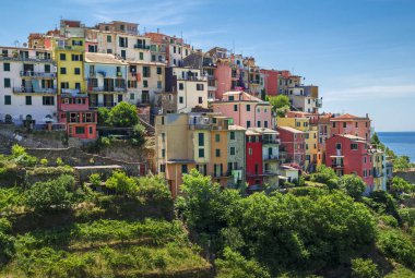 Corniglia, Cinque Terre, La Spezia,İtalya - 26 Haziran 2015. Corniglia , Cinque Terre Milli Parkı'nın tipik ve karakteristik köyü.