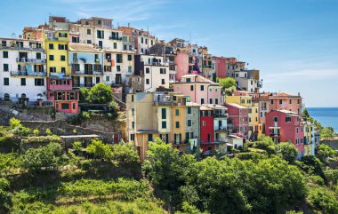 Corniglia, Cinque Terre, La Spezia,İtalya - 26 Haziran 2015. Corniglia , Cinque Terre Milli Parkı'nın tipik ve karakteristik köyü.