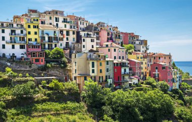 Corniglia, Cinque Terre, La Spezia,İtalya - 26 Haziran 2015. Corniglia , Cinque Terre Milli Parkı'nın tipik ve karakteristik köyü.