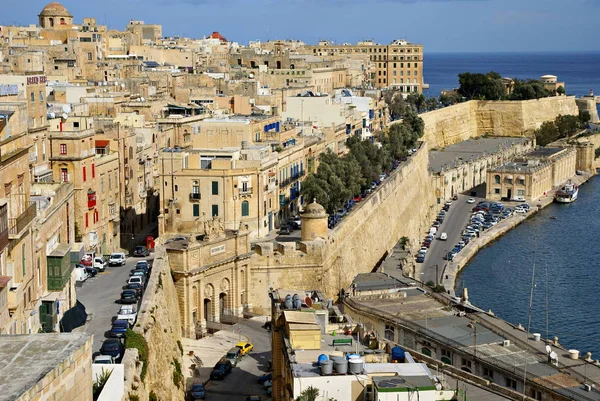Valletta Ilha Malta Novembro 2014 Edifícios Arenito Antigo Porto Victoria — Fotografia de Stock