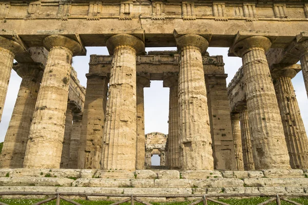 Řecké Chrámy Paestum Světového Dědictví Unesco Některými Nejzachovalejších Antických Řeckých — Stock fotografie