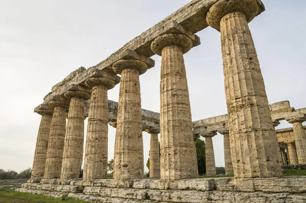 Řecké Chrámy Paestum Světového Dědictví Unesco Některými Nejzachovalejších Antických Řeckých — Stock fotografie