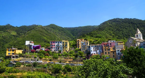 View Colorful Village Corniglia Cinque Terre Region Spezia Italy Vineyards — Stock Photo, Image
