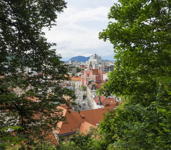 Ljubljana Eslovenia Junio 2015 Vista Aérea Ciudad Liubliana Desde Castillo — Foto de Stock