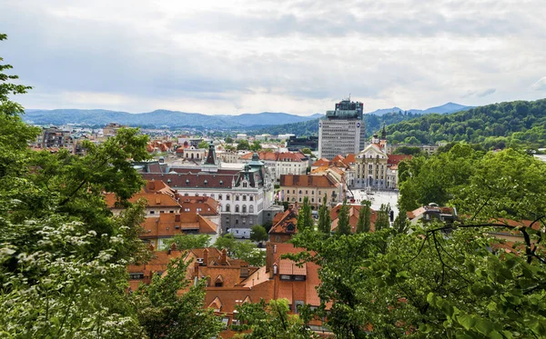 Ljubljana Slovenien Juni 2015 Flygutsikt Över Ljubljana Stad Från Ljubljanas — Stockfoto