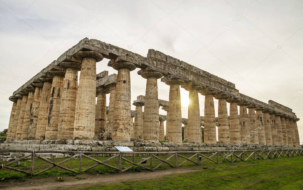 Greek Temples of Paestum - UNESCO World Heritage Site, with some of the most well-preserved ancient Greek temples in the world. It's about three temples of Hera, Poseidon and Ceres in Paestum ,Italy. 