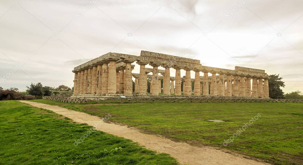 Greek Temples of Paestum - UNESCO World Heritage Site, with some of the most well-preserved ancient Greek temples in the world. It's about three temples of Hera, Poseidon and Ceres in Paestum ,Italy. 