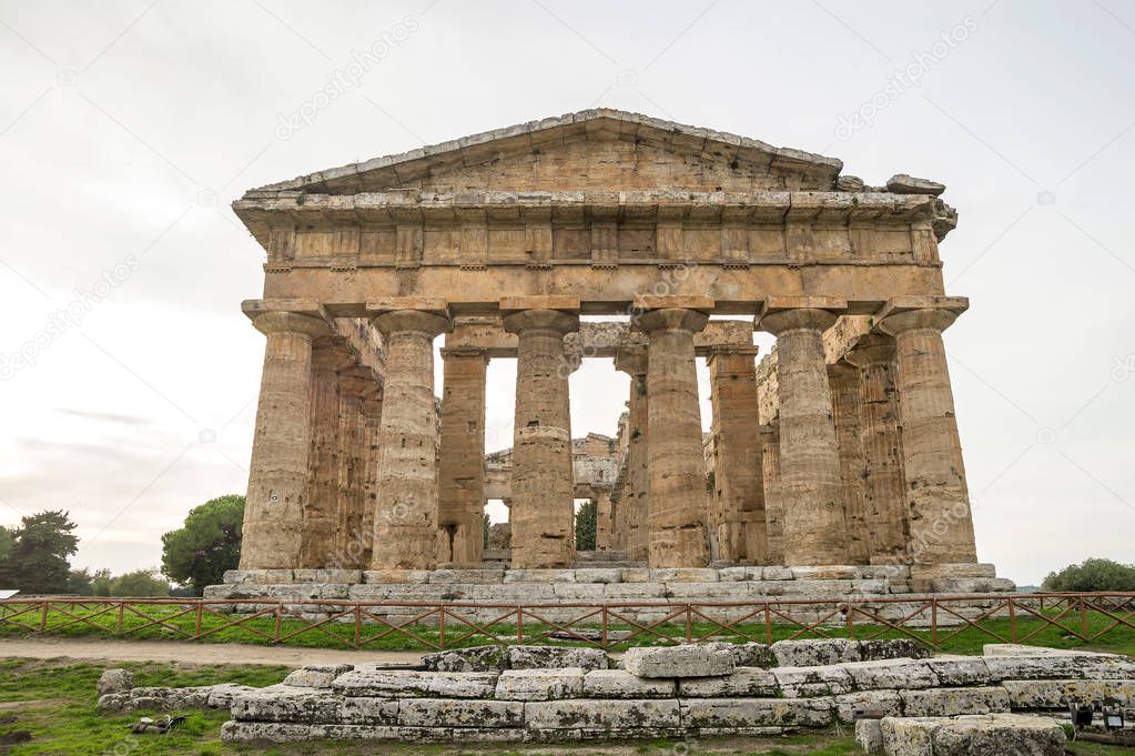 Greek Temples of Paestum - UNESCO World Heritage Site, with some of the most well-preserved ancient Greek temples in the world. It's about three temples of Hera, Poseidon and Ceres in Paestum ,Italy. 