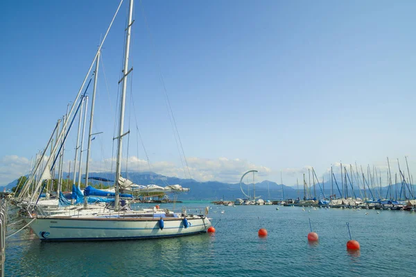 Lausanne Suiza Julio 2015 Puerto Deportivo Ouchy Orilla Del Lago — Foto de Stock